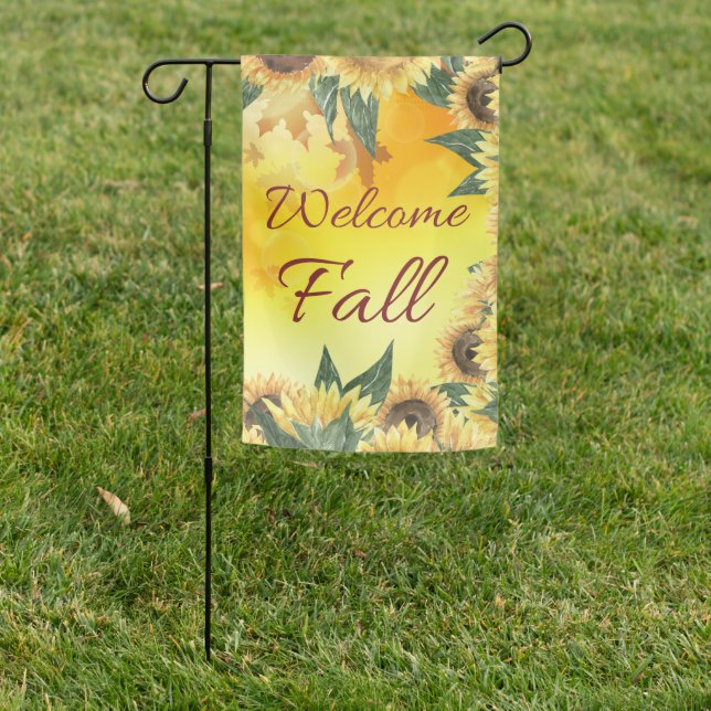 Welcome Fall Yellow Sunflower Garden Flag (In SItu)