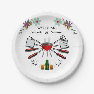 Welcome Family & Friends Get Together Cookout Paper Plates