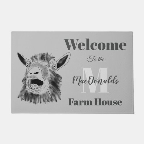 Welcome Family Name Funny Goat Doormat