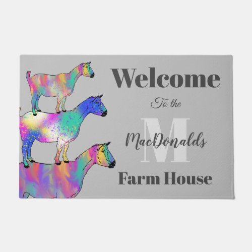 Welcome Family Name Goats Doormat