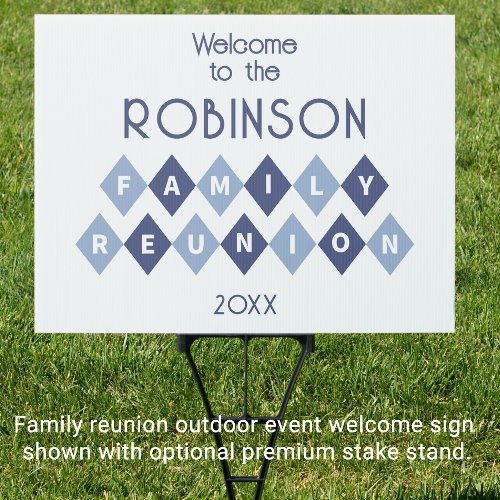 Welcome Family Reunion Blue Yard Party Celebration Sign
