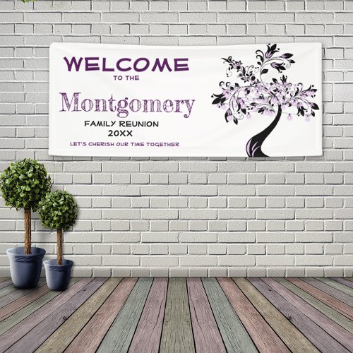 Welcome Family Reunion Modern Purple Tree
