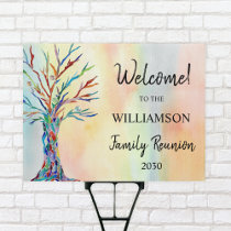 Welcome Family Tree Colorful Family Reunion Yard Sign
