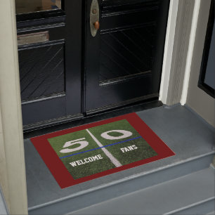 Welcome Fans 50 yard line football field Doormat