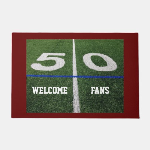 Welcome Fans 50 yard line football field Doormat