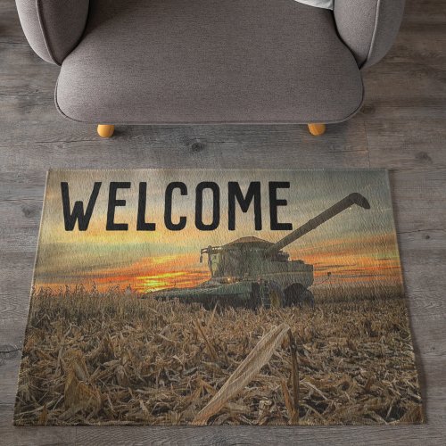 Welcome Farm Combine Corn Harvest Equipment  Doormat