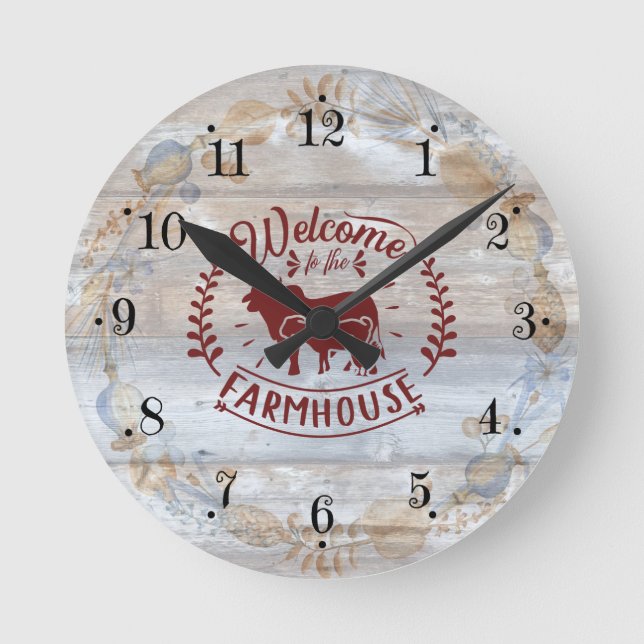 Welcome Farmhouse Wall Clock (Front)