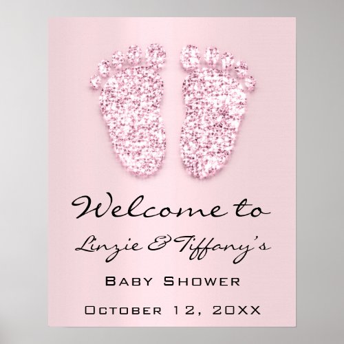 Welcome Feet Baby Shower New Girl Pink Baby Poster