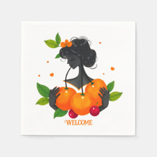 Welcome-Feminine Fruit Art Print – Citrus Girl Napkins
