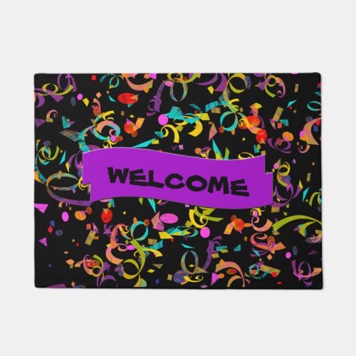WELCOME Festive Colorful Confetti Template Doormat