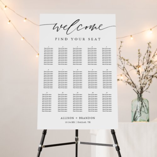 Welcome Find Your Seat 15 Tables Seating Chart Foam Board