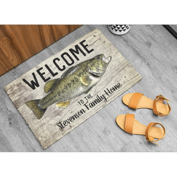Welcome Fishing Bass Family Name Home Cottage Doormat by TheShirtBox at Zazzle