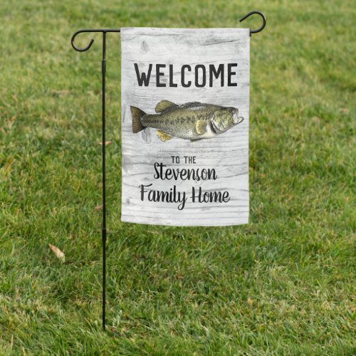 Welcome Fishing Bass Family Name Home Cottage Garden Flag