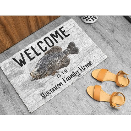 Welcome Fishing Crappie Family Name Home Cottage  Doormat