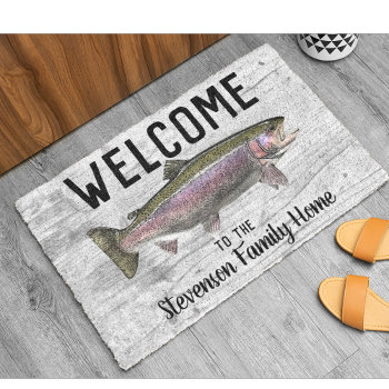 Welcome Fishing Trout Family Name Home Cottage Doormat by TheShirtBox at Zazzle