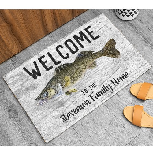 Welcome Fishing Walleye Family Name Home Cottage D Doormat
