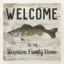 Welcome Fishing Walleye Family Name Home Glass Coaster