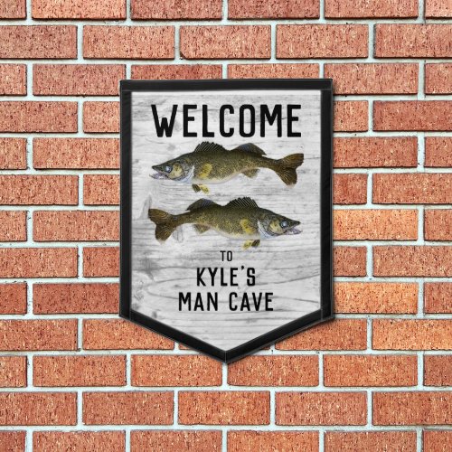 Welcome Fishing Walleye Name Man Cave Cool Pennant