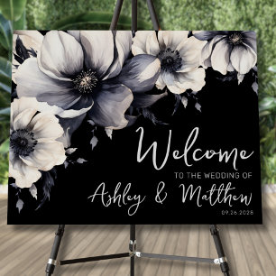 Welcome Floral Black Wedding Foam Board