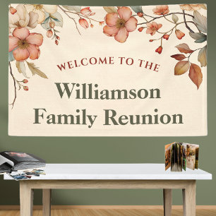 Welcome Floral Elegant Family Reunion Banner