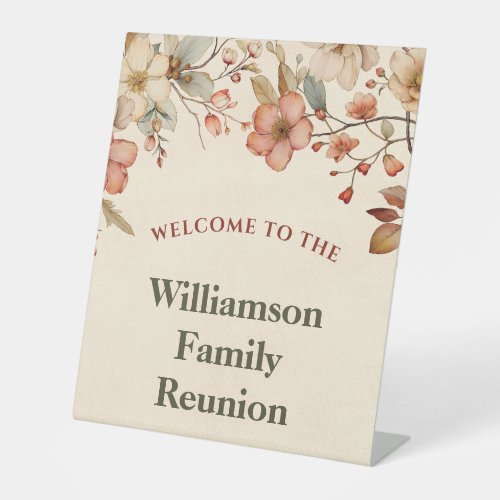 Welcome Floral Elegant Family Reunion Pedestal Sign