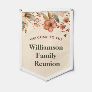 Welcome Floral Elegant Family Reunion Pennant