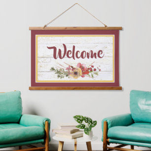 Welcome floral hanging tapestry