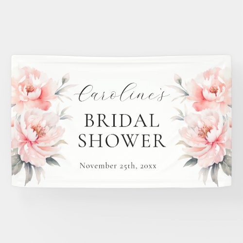 WELCOME Floral Peonies Blush Pink BRIDAL SHOWER Banner