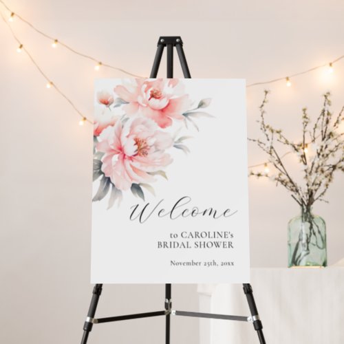 WELCOME Floral Peonies Blush Pink BRIDAL SHOWER Foam Board