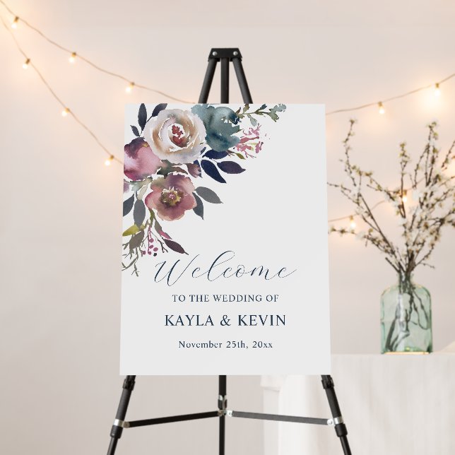 WELCOME Floral Peonies Blush Pink BRIDAL SHOWER Foam Board (In Situ (Stand))