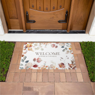 Welcome Floral Personalized Doormat
