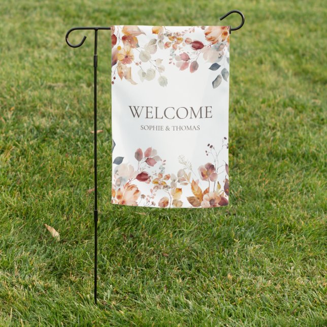 Welcome Floral Personalized Garden Flag (In SItu)