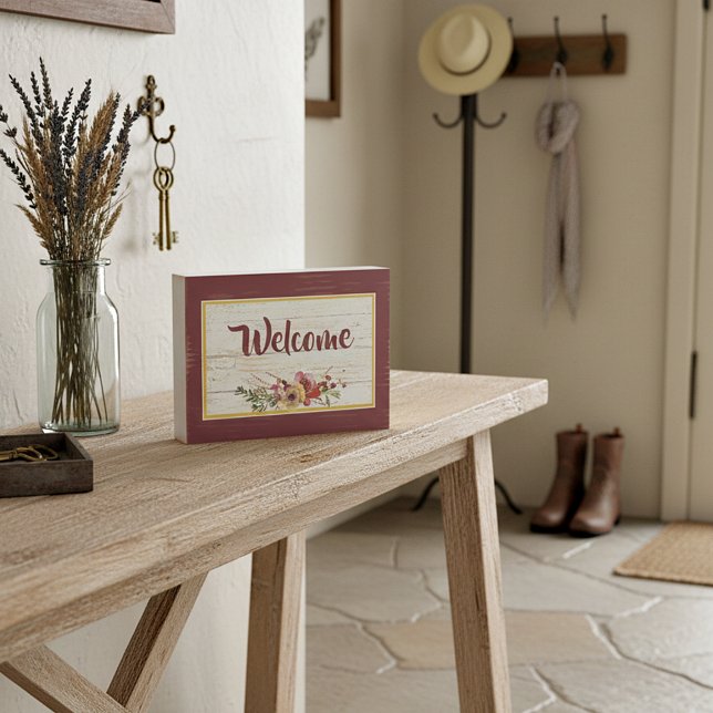 Welcome floral  wooden box sign (Creator Uploaded)