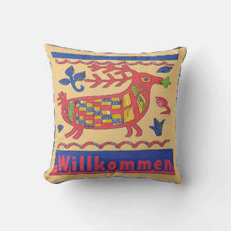 Welcome Folk Deer Throw Pillow