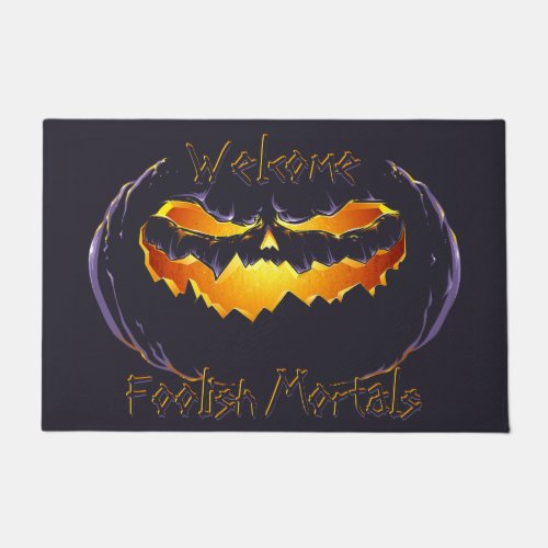 Welcome Foolish Mortals Jack_o_lantern Halloween Doormat