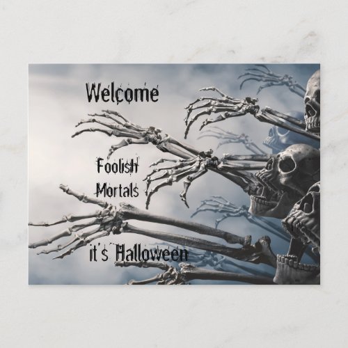 Welcome Foolish Mortals Zombie Skeleton Scary   Postcard