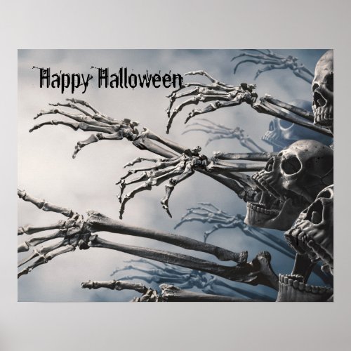 Welcome Foolish Mortals Zombie Skeleton Scary   Poster