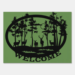Welcome Forest Silhouette Yard Sign