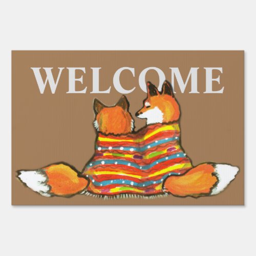 Welcome Fox Foxes Friends Fall Romantic Couple Sign