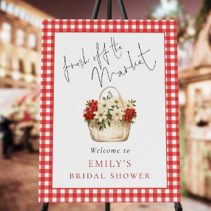Welcome Fresh off Market Red Gingham Bridal Shower Foam Board