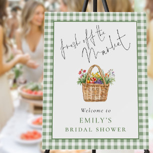 Welcome Fresh off the Market Gingham Bridal Shower Foam Board