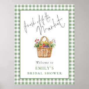 Welcome Fresh off the Market Gingham Bridal Shower Poster
