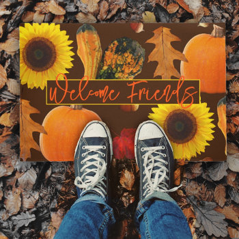 Welcome Friends Autumn Fall Season Doormat by pamdicar at Zazzle