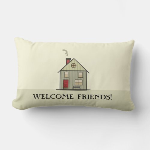 Welcome Friends Cute Family Welcoming Housewarming Lumbar Pillow