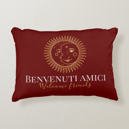 Welcome Friends English  Italian    Accent Pillow