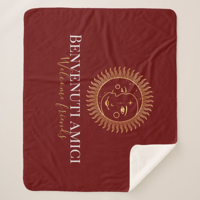Welcome Friends English / Italian  Sherpa Blanket (Front)