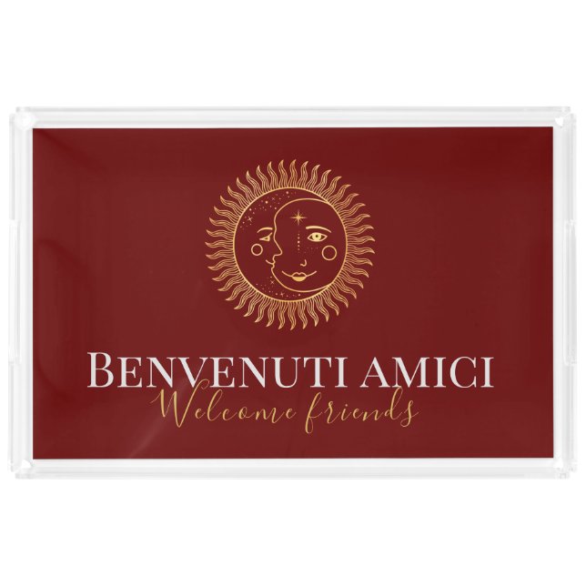 Welcome Friends English / Italian  XL Serving Tray (Front)
