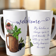 Welcome Friends Herbal Tea Kitchen Latte Mug