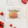 Welcome Friends Pumpkin On Weathered Wood Planks Napkins
