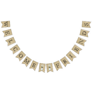 Welcome Friends with Mason Jars Bunting Flags